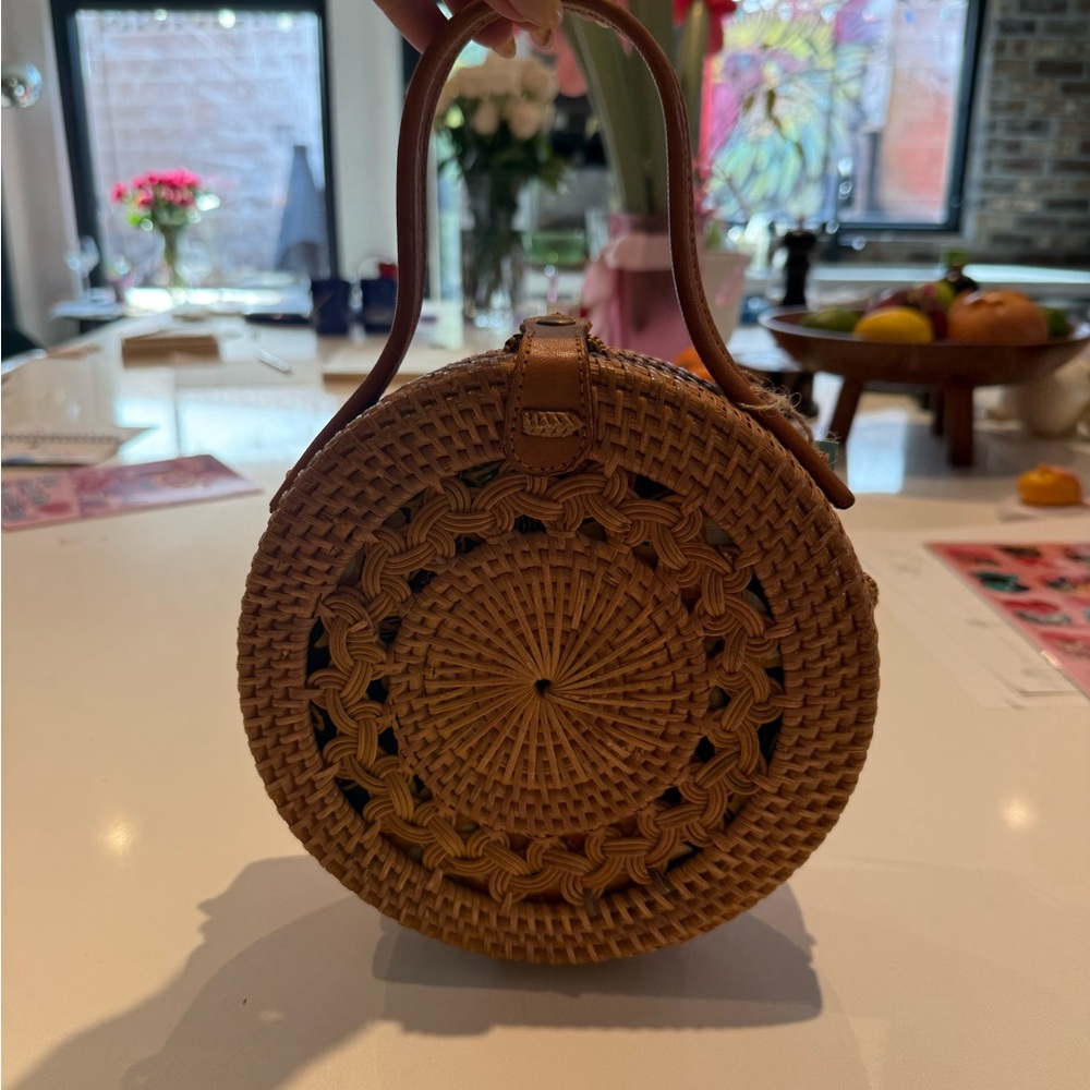Round Woven Tan Bag